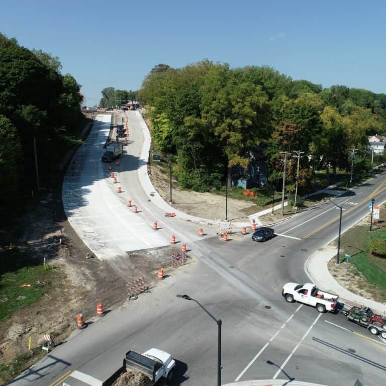 Huntley Road - Concrete Path On IL Route 31 Being Poured