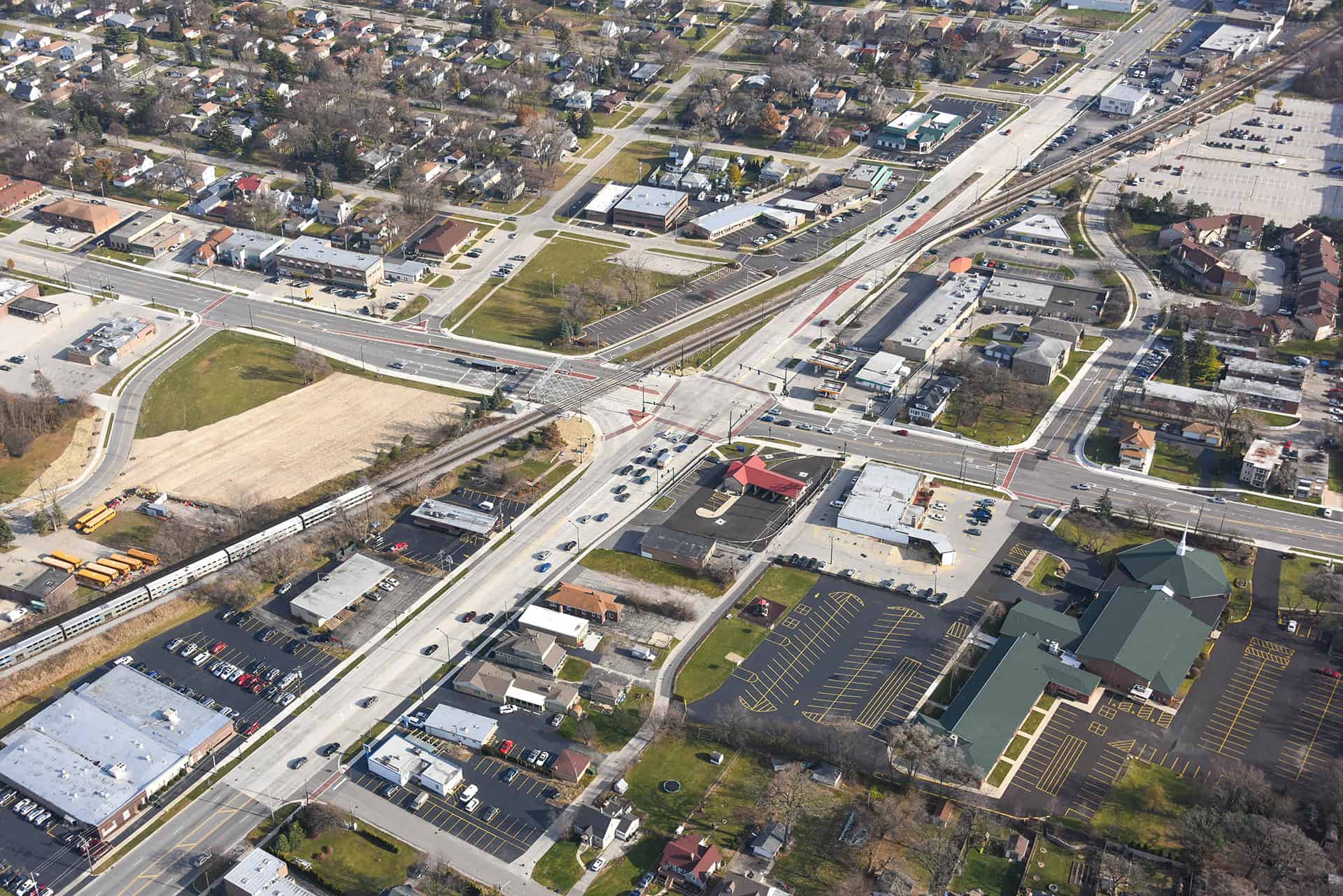 intersection reconstruction with rail crossing