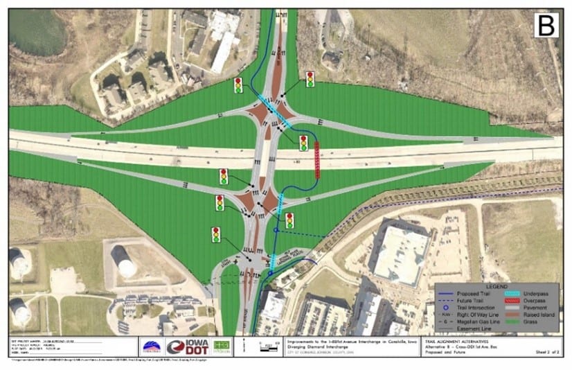 I-80 and 1st Avenue Interchange - will be a Diverging Diamond Interchange (DDI) design to handle projected traffic volumes. 