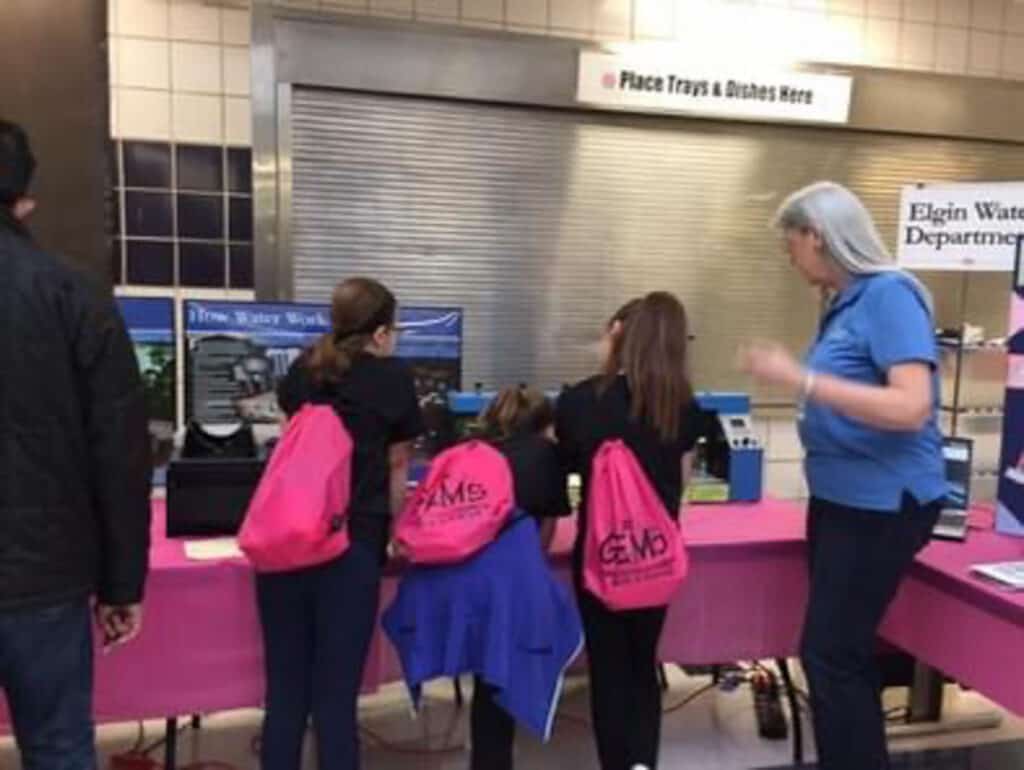 HR Green's Kyla Jacobsen meets with students during career fair