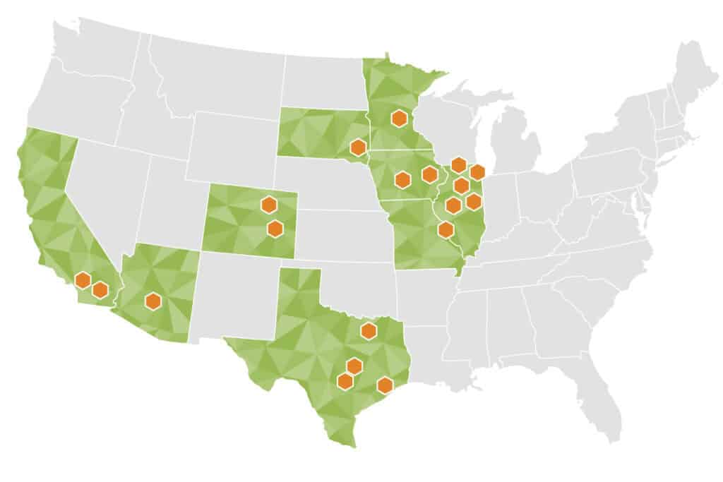 Map of HR Green office locations