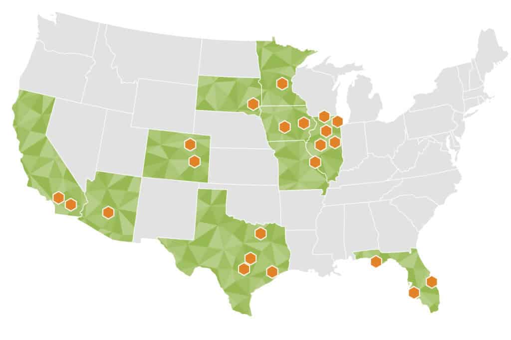 Map of HR Green office locations