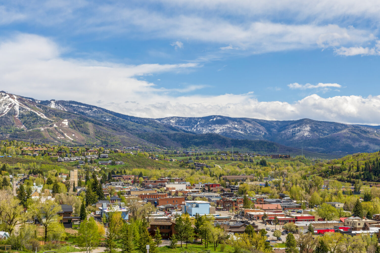 Aerial view of Steamboat Springs, Colorado