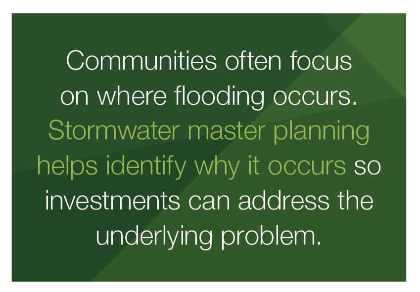 Stormwater master planning highlights investments to address underlying flooding issues.